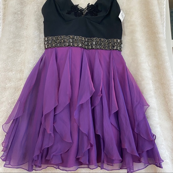 Maria by Bianca Nero Black & Purple Cocktail Dress - Picture 12 of 16